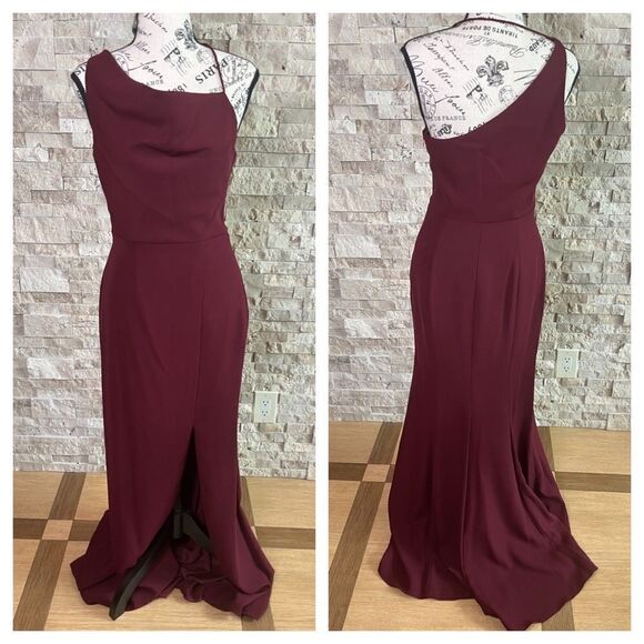 After Six Asymmetrical one shoulder draped cowl maxi dress nwt size 2 - Picture 1 of 9